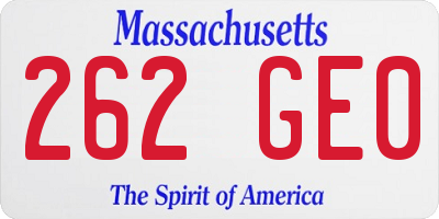 MA license plate 262GE0