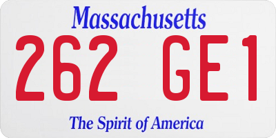 MA license plate 262GE1