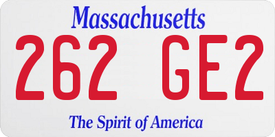 MA license plate 262GE2