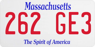 MA license plate 262GE3