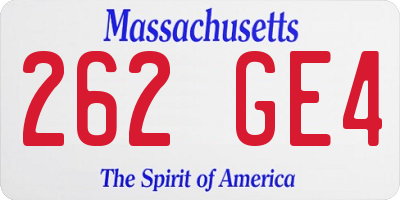 MA license plate 262GE4