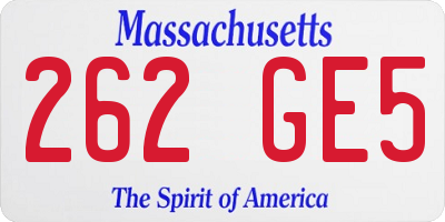 MA license plate 262GE5