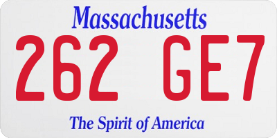 MA license plate 262GE7