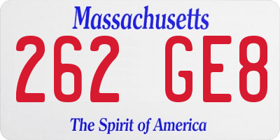 MA license plate 262GE8