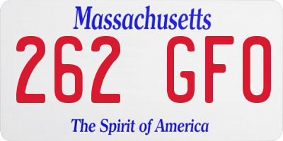 MA license plate 262GF0