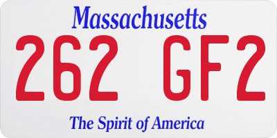 MA license plate 262GF2