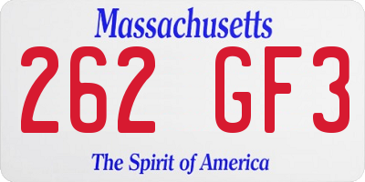 MA license plate 262GF3