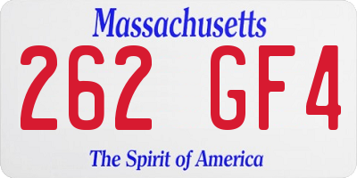 MA license plate 262GF4