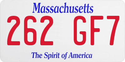 MA license plate 262GF7