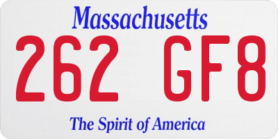 MA license plate 262GF8