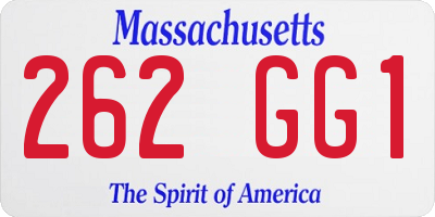 MA license plate 262GG1