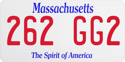 MA license plate 262GG2