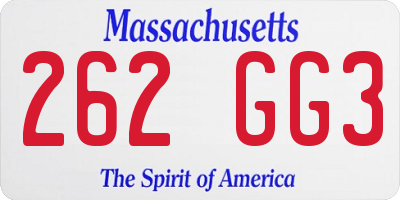 MA license plate 262GG3