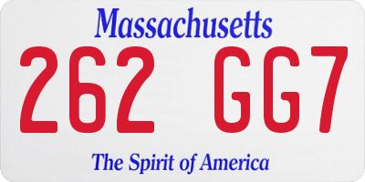 MA license plate 262GG7