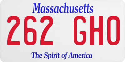 MA license plate 262GH0
