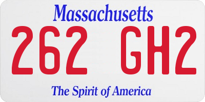 MA license plate 262GH2