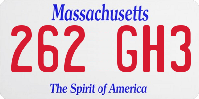 MA license plate 262GH3