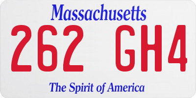 MA license plate 262GH4