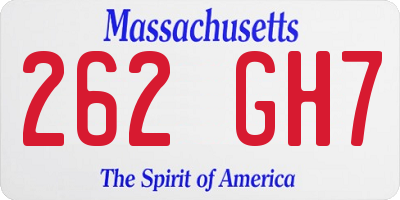 MA license plate 262GH7