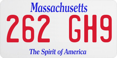 MA license plate 262GH9