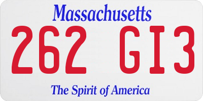 MA license plate 262GI3
