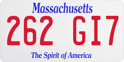 MA license plate 262GI7