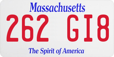 MA license plate 262GI8
