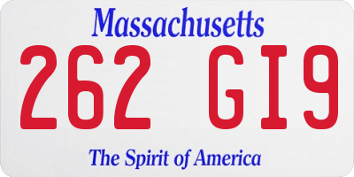 MA license plate 262GI9