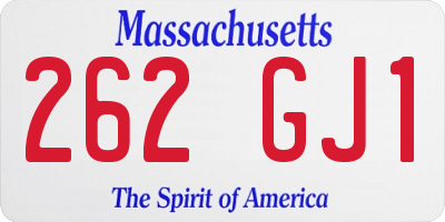 MA license plate 262GJ1