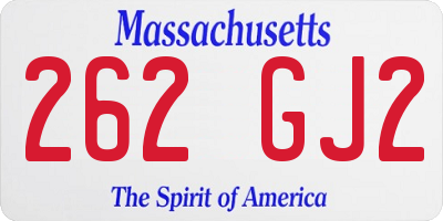 MA license plate 262GJ2