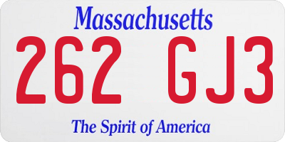 MA license plate 262GJ3