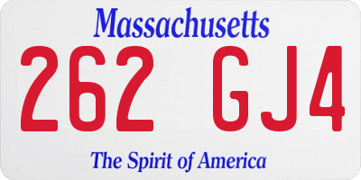 MA license plate 262GJ4