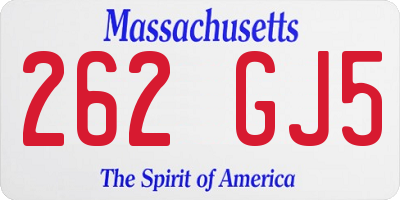 MA license plate 262GJ5