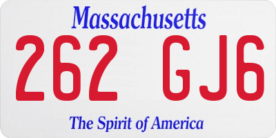 MA license plate 262GJ6
