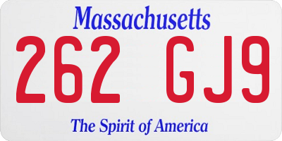 MA license plate 262GJ9