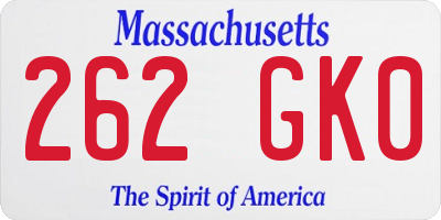 MA license plate 262GK0