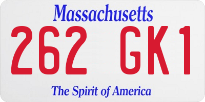 MA license plate 262GK1