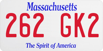 MA license plate 262GK2