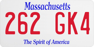 MA license plate 262GK4