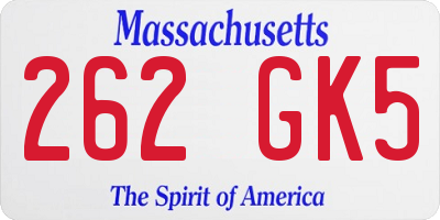 MA license plate 262GK5