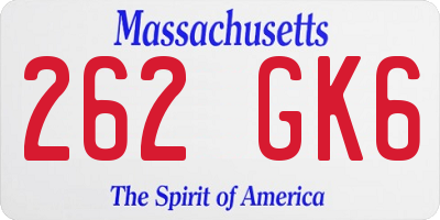 MA license plate 262GK6