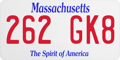 MA license plate 262GK8