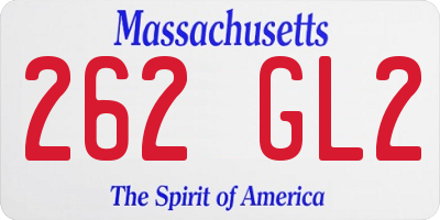 MA license plate 262GL2