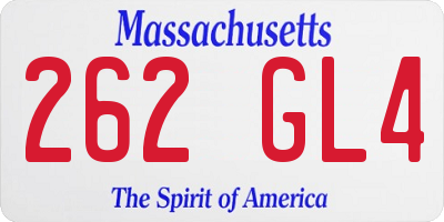MA license plate 262GL4