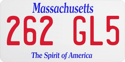 MA license plate 262GL5