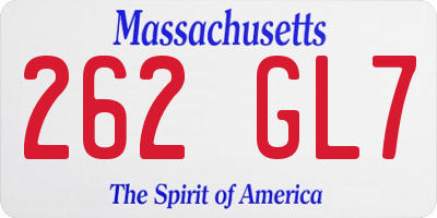 MA license plate 262GL7
