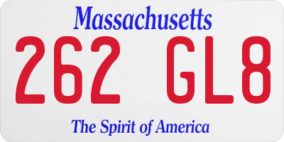 MA license plate 262GL8