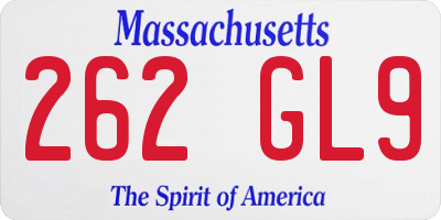MA license plate 262GL9