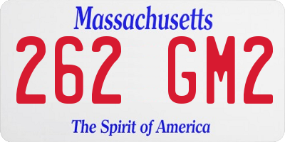 MA license plate 262GM2