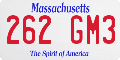 MA license plate 262GM3